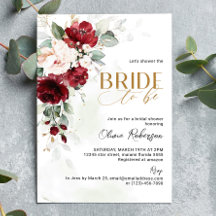 Brugundy Floral Bride à être l'invitation