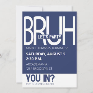 INVITATION BRUH ANNIVERSAIRE ADO BOY BLUE WHITE