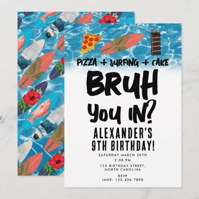 Invitation Bruh, Tu Es Dans ? Garçon adolescent Anniversaire  (Devant / Derrière)