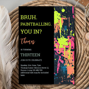 Invitation Bruh, tu es là ? anniversaire de paintball