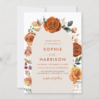 Invitation Brûlé Orange Arch Floral Rouille Mariage Tout en u