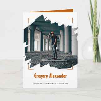 Invitation Brûlé Orange Edgy Abstrait Brushstroke Photo