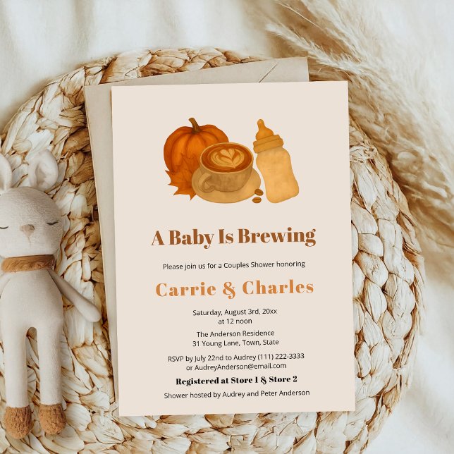 Invitation Brûler la cannelle Cosy Automne Citrouille Baby sh (Créateur téléchargé)