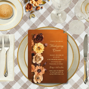 Invitation Brûleur de cuivre Orange Dahlia Thanksgiving