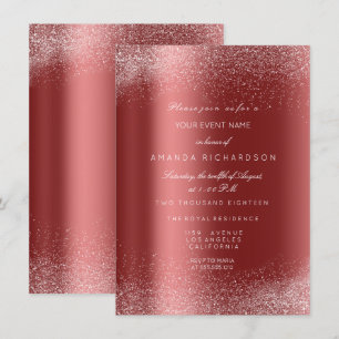 Invitation Brûlure de Parties scintillant blanche bordeaux Fe