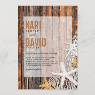 Invitation Brun en bois du mariage   de plage de fabrication