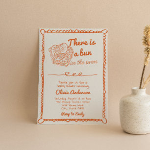 Invitation Brun Orange Tiré À La Main Dans Le Baby shower Du 