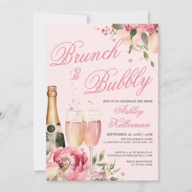 Invitation Brunch And Bubbly Bridal Shower (Devant)