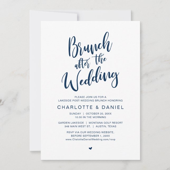 Invitation Brunch Après Le Mariage, Célébration De L'Élément (Devant)
