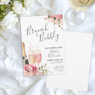 Invitation Brunch aquarelle et bulles pour une baby shower fl
