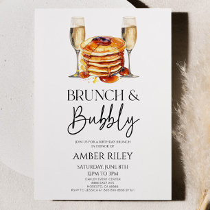 Invitation Brunch au Champagne et fête d'anniversaire pétilla