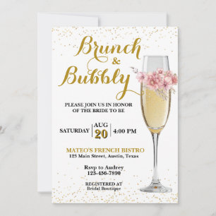 Invitation Brunch au champagne et Fête des mariées à bulles