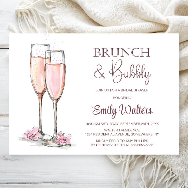 Invitation Brunch au champagne et Fête des mariées à bulles (Créateur téléchargé)