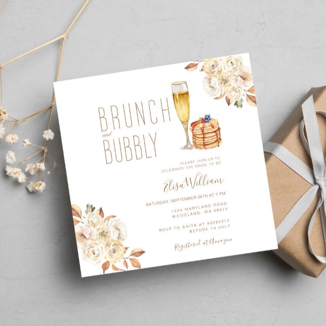 Invitation Brunch au crêpe rustique et Fête des mariées Bubbl (Créateur téléchargé)