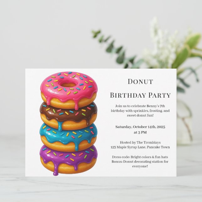 Invitation Brunch aux beignes | Fête d'anniversaire (Debout devant)