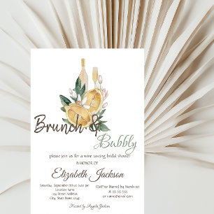 Invitation Brunch aux citrons à l'aquarelle et shower de mari