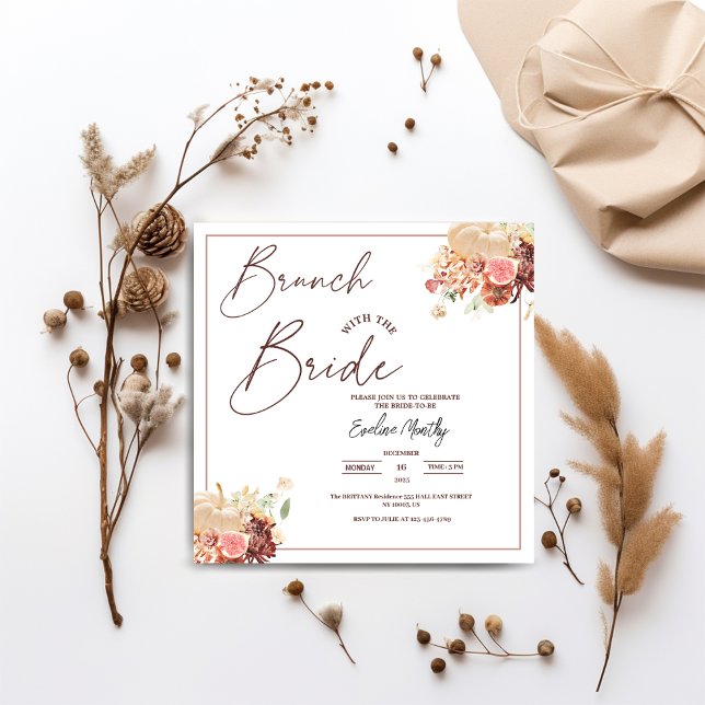 Invitation Brunch avec la Fête des mariées florale de la Chut (Brunch with The Bride Fall pumpkin autumn Floral Bridal Shower summer thanksgiving theme winter )