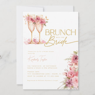 Invitation Brunch Avec La Fête des mariées Rose Or Bride