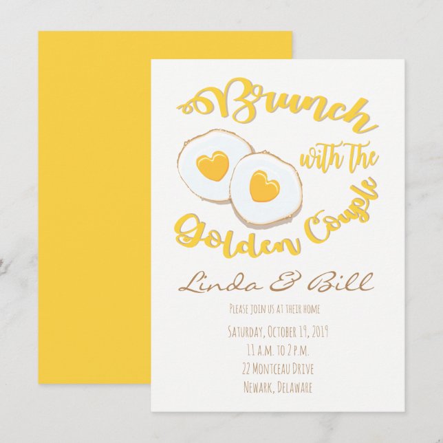Invitation Brunch avec le Couple d'Or Anniversaire (Devant / Derrière)