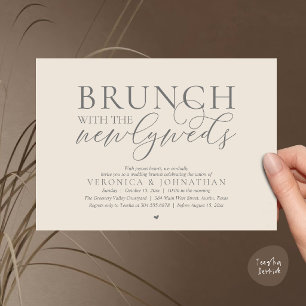 Invitation Brunch avec les jeunes mariés, Mariage Gris Crème