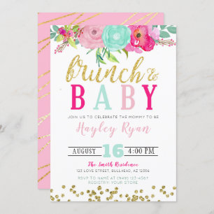 Invitation Brunch & Baby Fleurs d'été Boho Parties scintillan