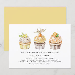 Invitation Brunch Baby shower Berry et Citrus Cupcakes