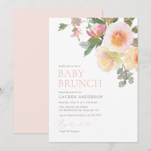 Invitation Brunch Baby shower Floral rose