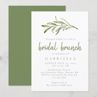 Invitation Brunch botanique moderne Sage vert