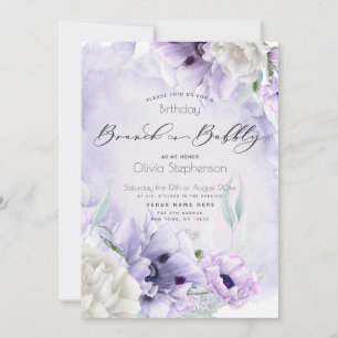 Invitation Brunch Bubbly Anniversaire Lilac Poppy