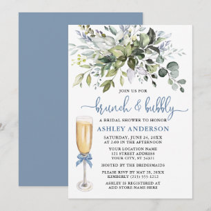 Invitation Brunch Bubbly Aquarelle verte Dusty Blue