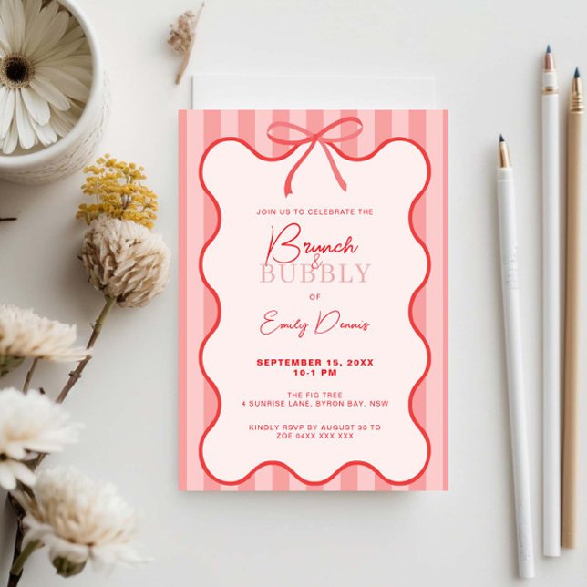Invitation Brunch & Bubbly Bordure Rétro Fantaisiste (Créateur téléchargé)