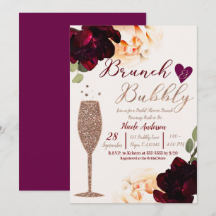 Invitation Brunch & Bubbly Champagne Rosé Gold Mariage Champê
