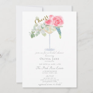 Invitation Brunch Bubbly Cheers Cocktail Rose Fête des mariée