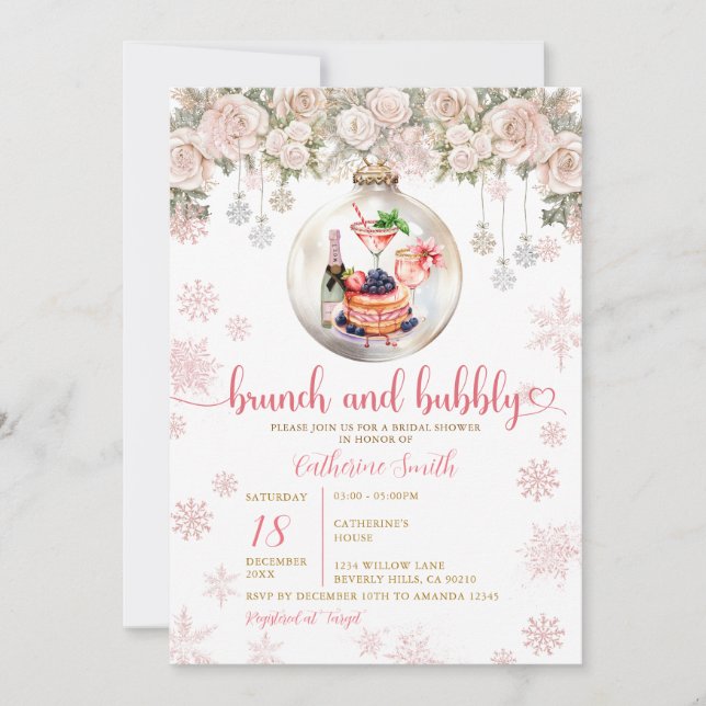 Invitation Brunch Bubbly Christmas Dinner Bridal Shower Party (Devant)