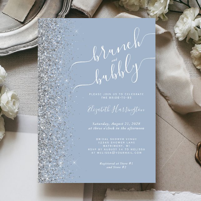 Invitation Brunch & Bubbly Dusty Fête des mariées d'argent bl (Créateur téléchargé)
