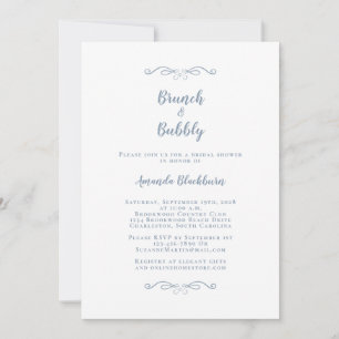 Invitation Brunch & Bubbly Elegant Dusty Blue Fête des mariée
