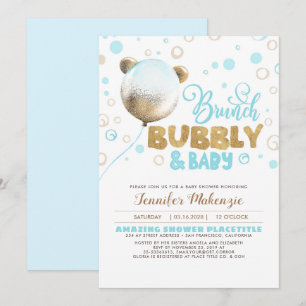 Invitation Brunch Bubbly et bébé Baby shower ours en peluche