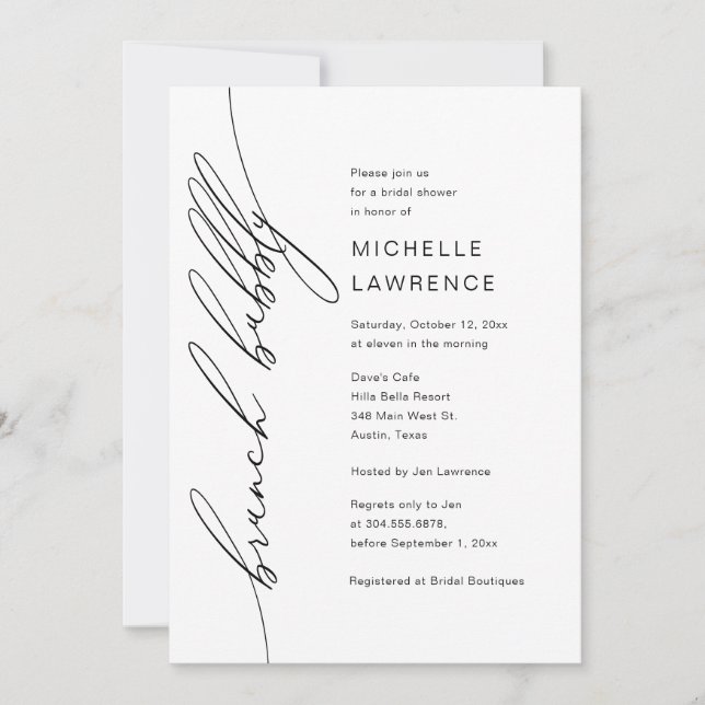 Invitation Brunch Bubbly, fête de la Fête des mariées (Devant)