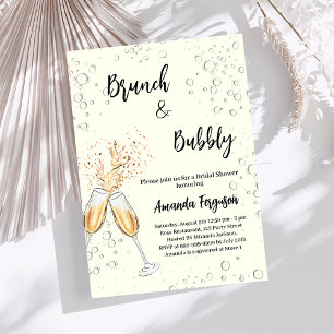 Invitation Brunch Bubbly Fête des mariées acclamer l'ivoire