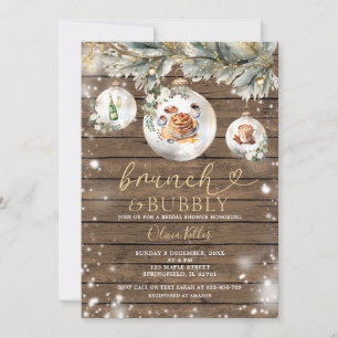 Invitation Brunch Bubbly Fête des mariées Baubles de Noël en 
