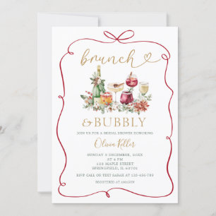 Invitation Brunch Bubbly Fête des mariées de Noël à main