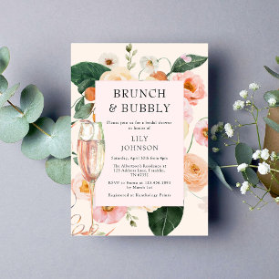 Invitation Brunch & Bubbly Fête des mariées florale