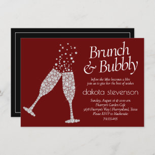 Invitation Brunch Bubbly   Fête des mariées noir noir foncé