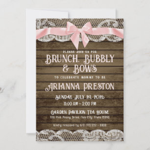 Invitation Brunch Bubbly Grange Baby shower bois et vaches