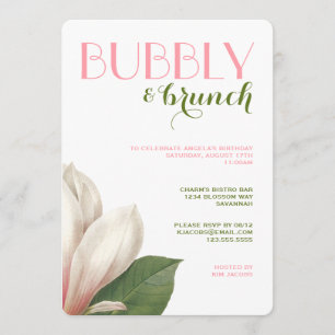Invitation Brunch Bubbly Magnolia Sud   Blanc vert rose