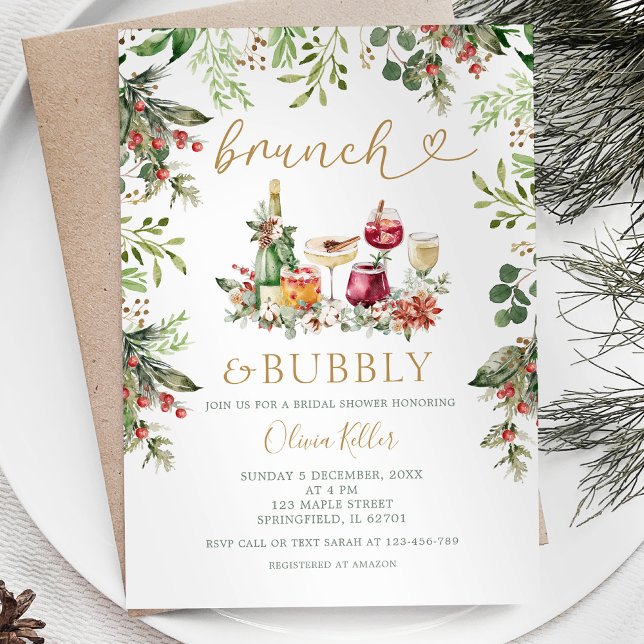 Invitation Brunch & Bubbly Noël Cocktail Fête des mariées (Créateur téléchargé)