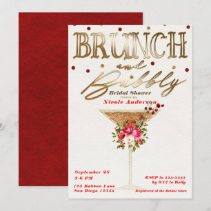 Invitation Brunch & Bubbly Or Doré Fête de Mariage de Fêtes