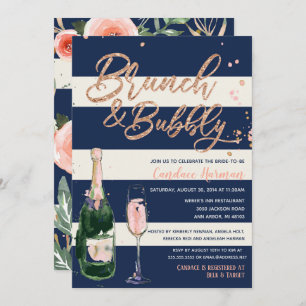 Invitation Brunch & Bubbly Parties scintillant Rose Fête des 