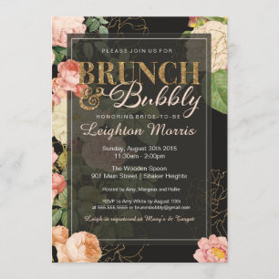 Invitation Brunch & Bubbly Parties scintillant Vintage douche