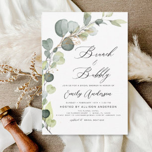 Invitation Brunch & Bubbly Réception de Mariage Verdure Eucal